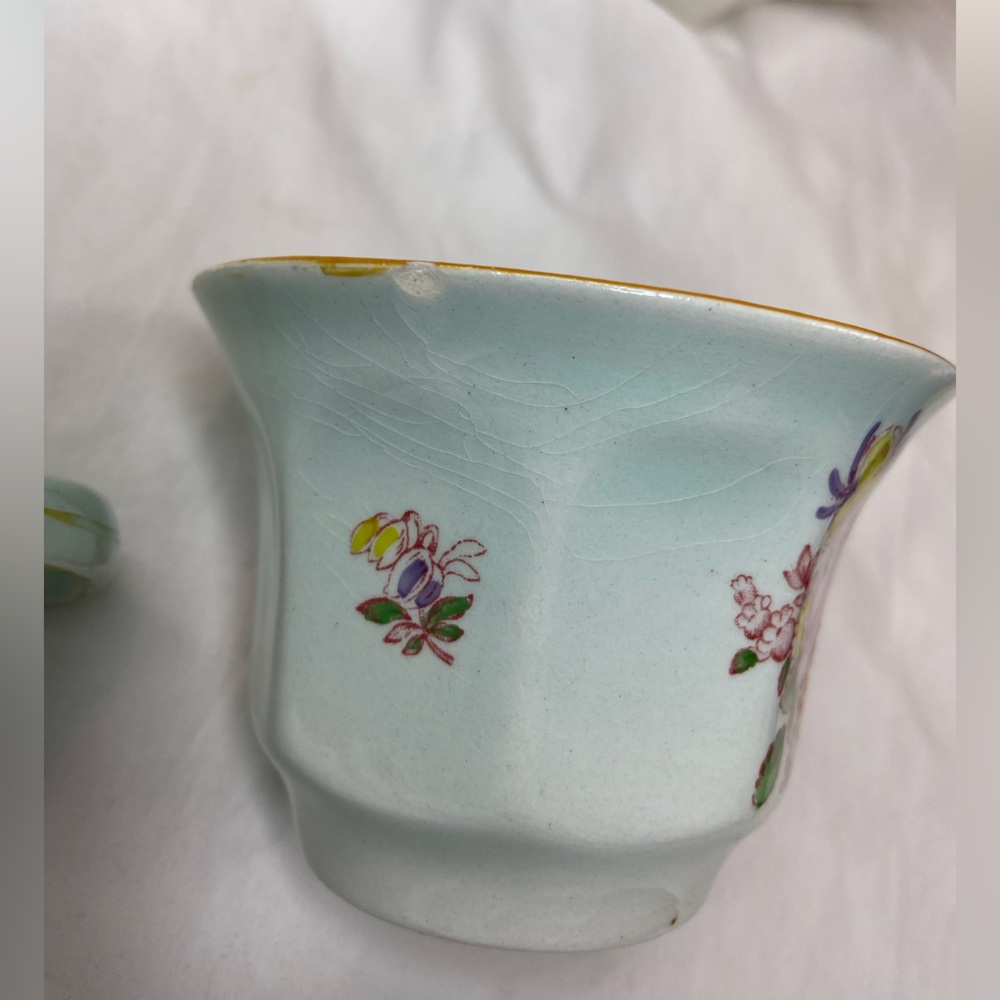 Adams Calyx Ware Tea Cups Saucers Creamer chips and stains Arts & Crafts - Picture 10 of 13
